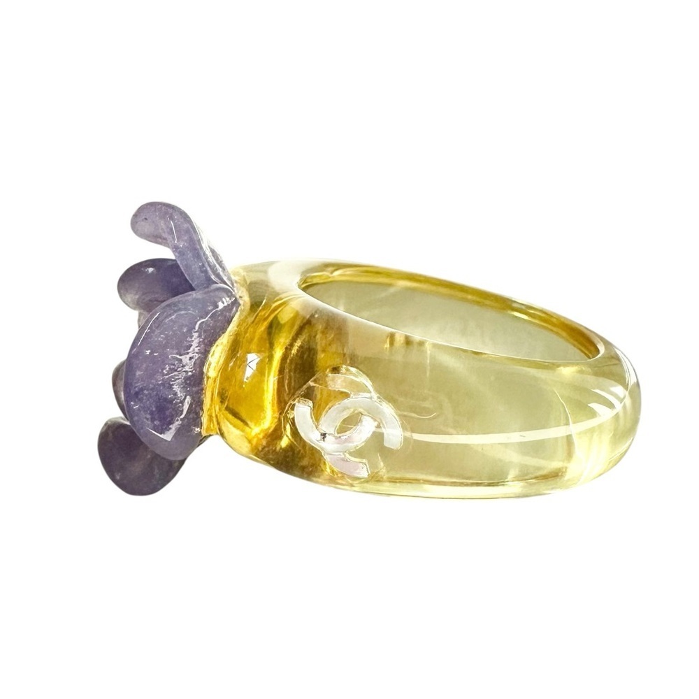Chanel Purple Camellia Flower Ring 6.5 - Picture 12 of 15
